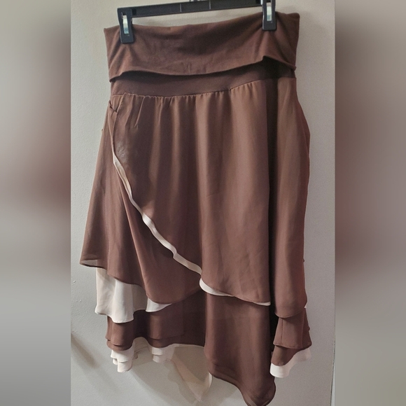 Lapis Asymmetrical Brown and Cream Skirt Sz XL NWT - Picture 3 of 6